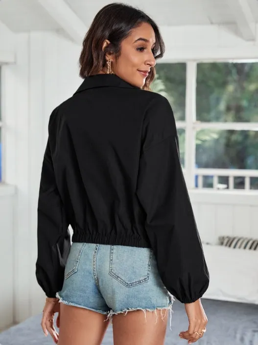 Black Front Zipper Sport Jacket