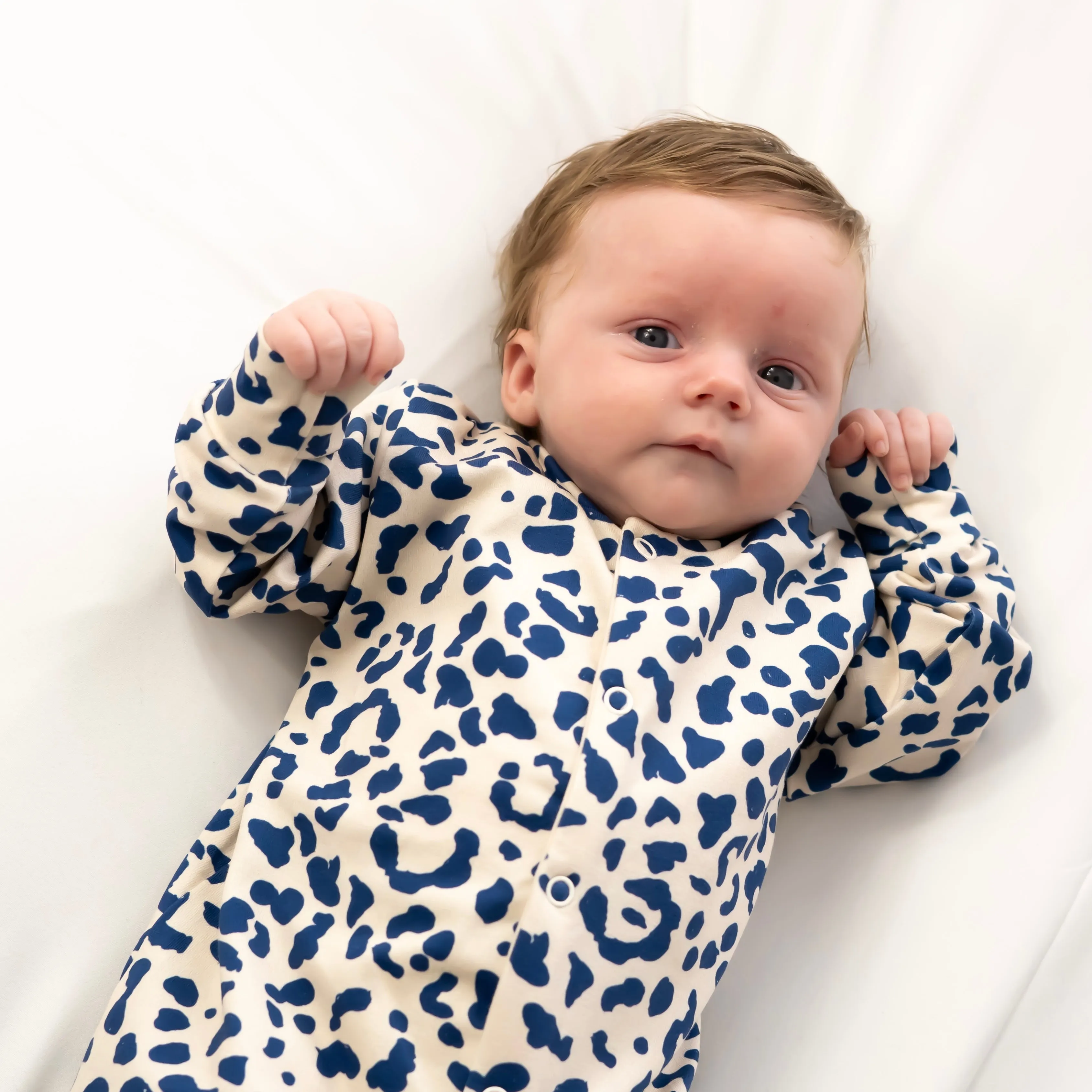 Blue Leopard print cotton Sleepsuit