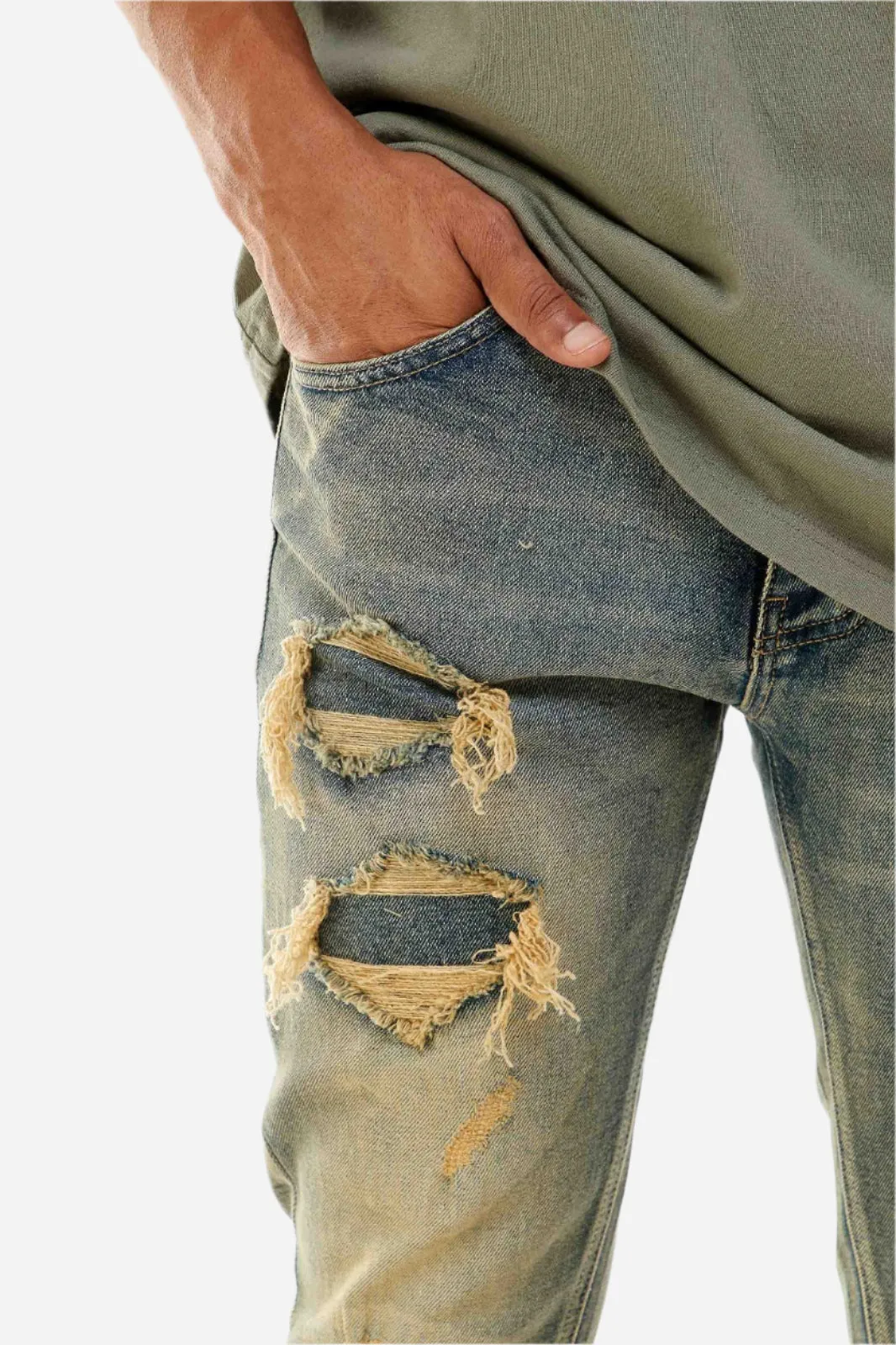 Blue RIP & Repair Jeans - Skinny Fit