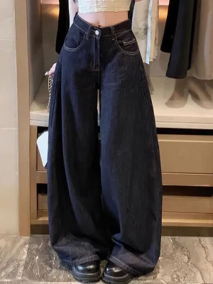 Blue Vintage Washed Wide Leg Jeans