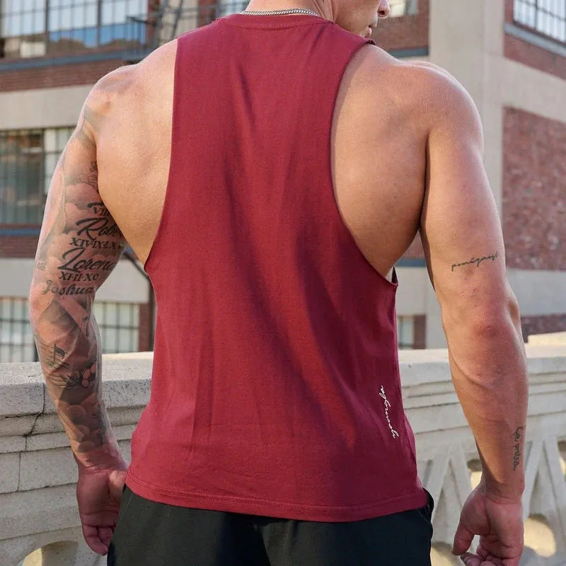 BONSIR  -  Summer Casual Solid Color Cotton Tank Tops Men Fashion O Neck Sleeveless Breathable Camisoles Sports Training Mens Slim Fit Vest