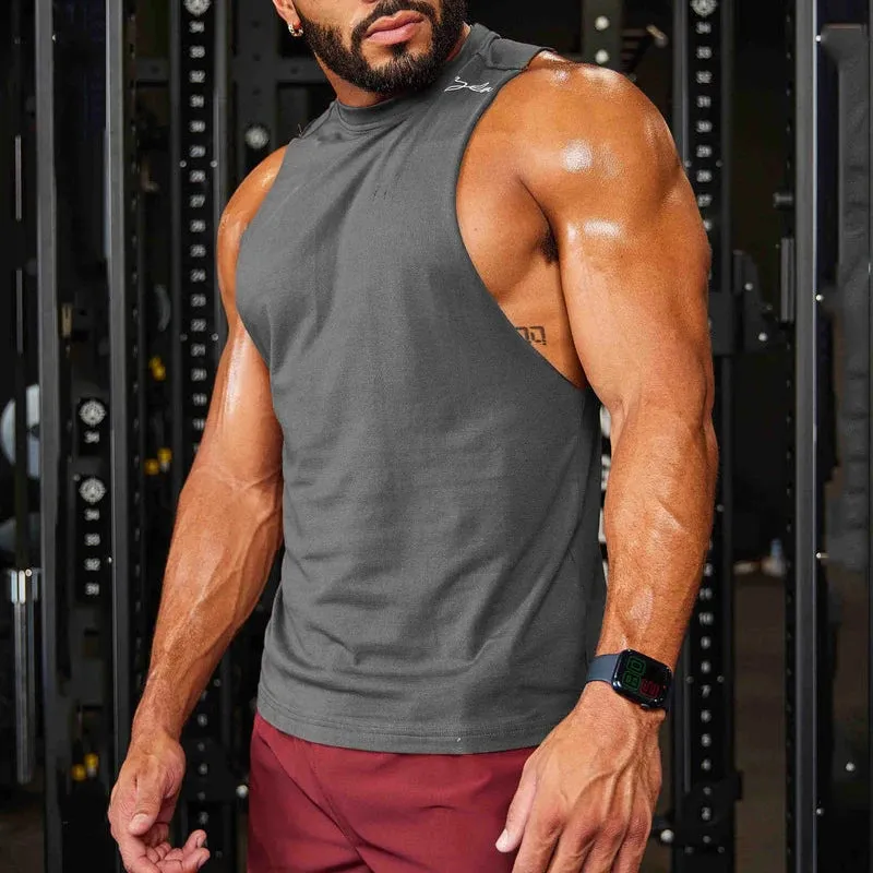 BONSIR  -  Summer Casual Solid Color Cotton Tank Tops Men Fashion O Neck Sleeveless Breathable Camisoles Sports Training Mens Slim Fit Vest