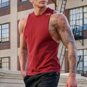 BONSIR  -  Summer Casual Solid Color Cotton Tank Tops Men Fashion O Neck Sleeveless Breathable Camisoles Sports Training Mens Slim Fit Vest