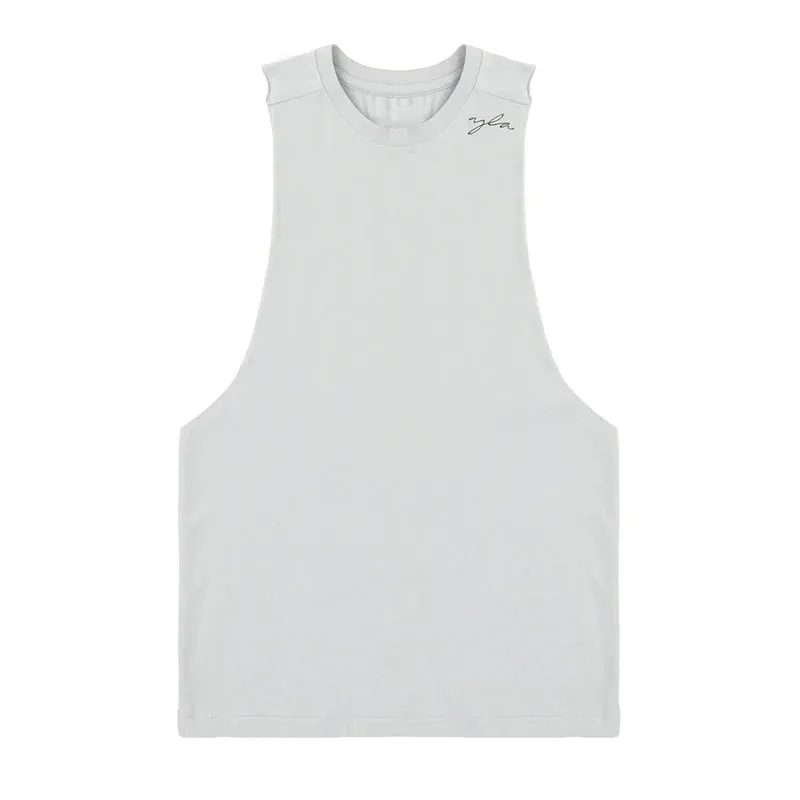 BONSIR  -  Summer Casual Solid Color Cotton Tank Tops Men Fashion O Neck Sleeveless Breathable Camisoles Sports Training Mens Slim Fit Vest