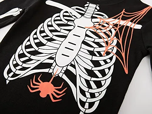 Boys Pajamas Skeleton Glow in The Dark Halloween Girls Pajamas Toddler Pjs Kids Sleepwear Size 10 Black