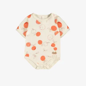 Cache-couche crème avec motif d’oranges en coton biologique, naissance || Cream bodysuit with orange print in organic cotton, newborn