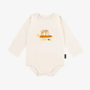 Cache-couche crème en jersey extensible avec illustration, bébé || Cream stretch jersey bodysuit with illustration, baby