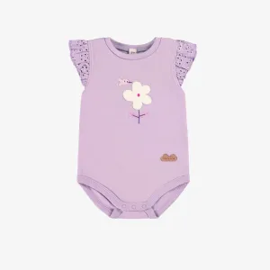 Cache-couche mauve avec broderie, naissance ||Purple bodysuit with embroidery, newborn