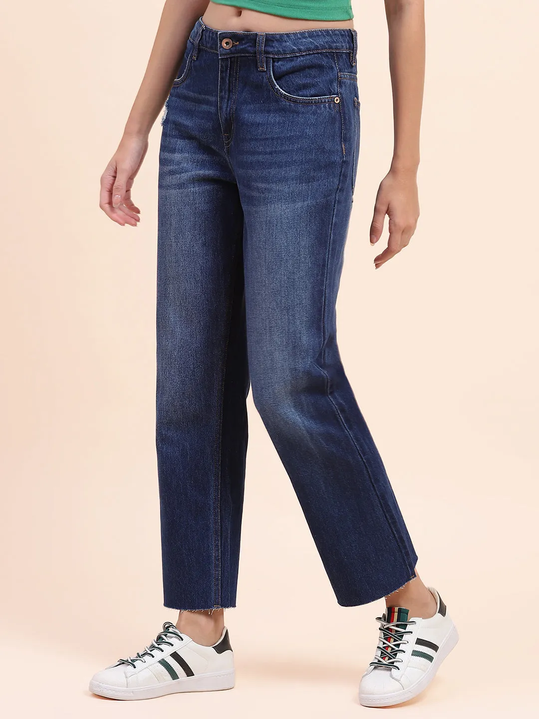 Camla Barcelona Washed Dark Blue Mom Fit Jeans