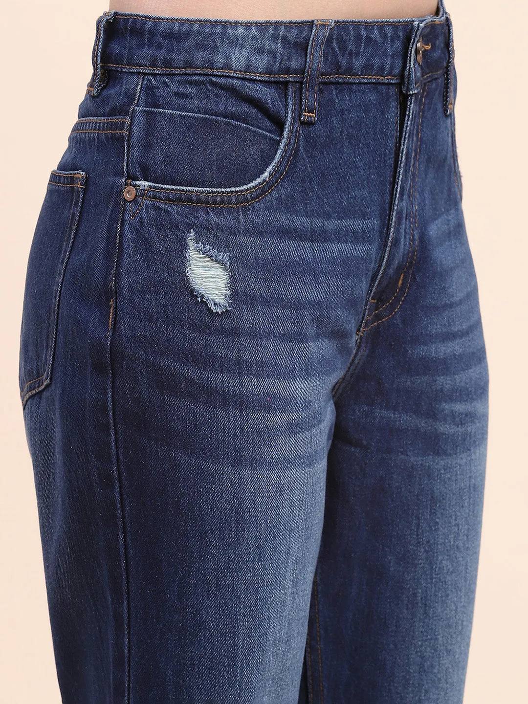 Camla Barcelona Washed Dark Blue Mom Fit Jeans