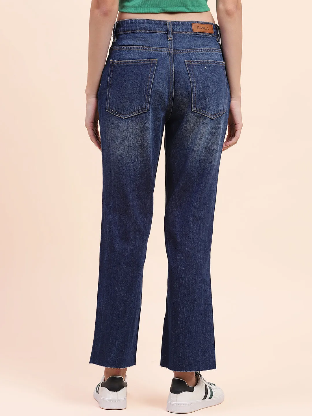 Camla Barcelona Washed Dark Blue Mom Fit Jeans