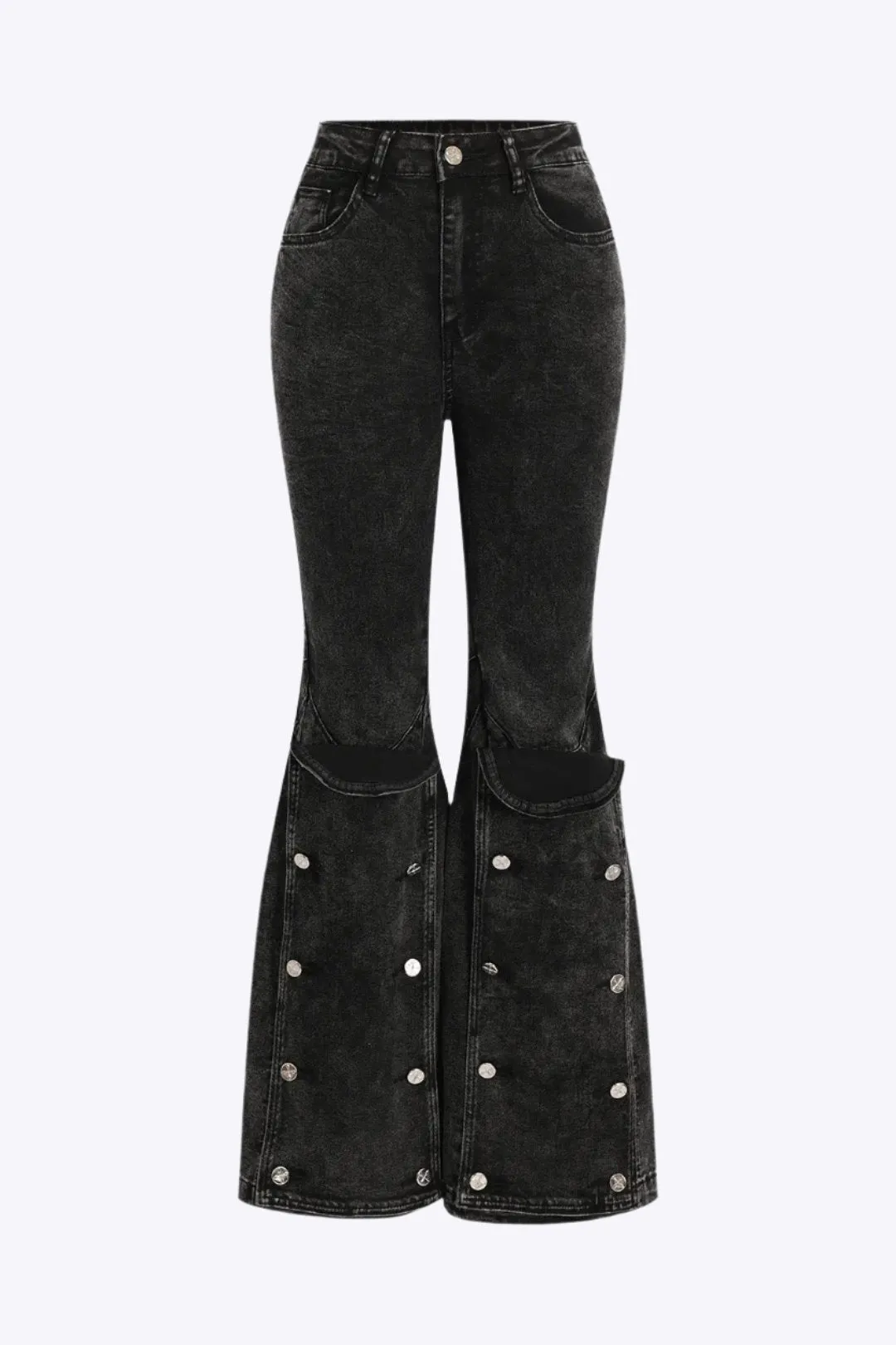 Carol - Flared Button Detail Woman's Jeans