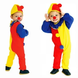 Children Kids Baby Halloween Carnival Clown Circus Cosplay Costumes Performance Clothing Party Jumpsuits & Rompers Hat Nose