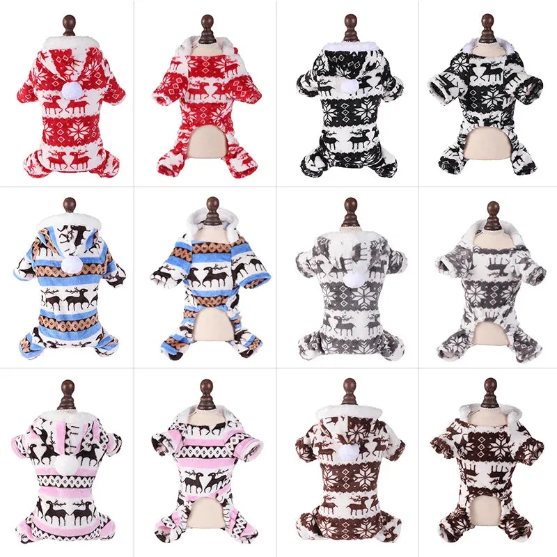 Christmas Dog Jumpsuit Pajamas for Small Dogs & Cats