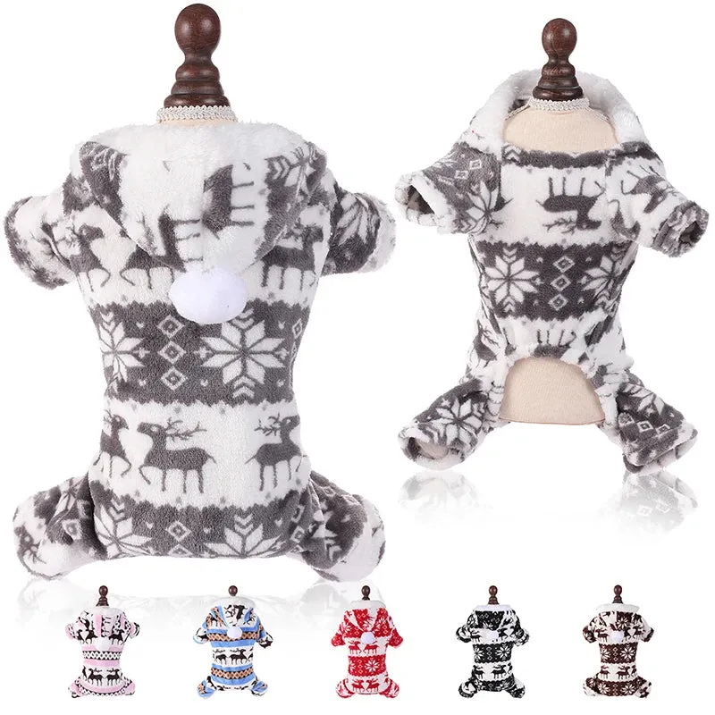 Christmas Dog Jumpsuit Pajamas for Small Dogs & Cats