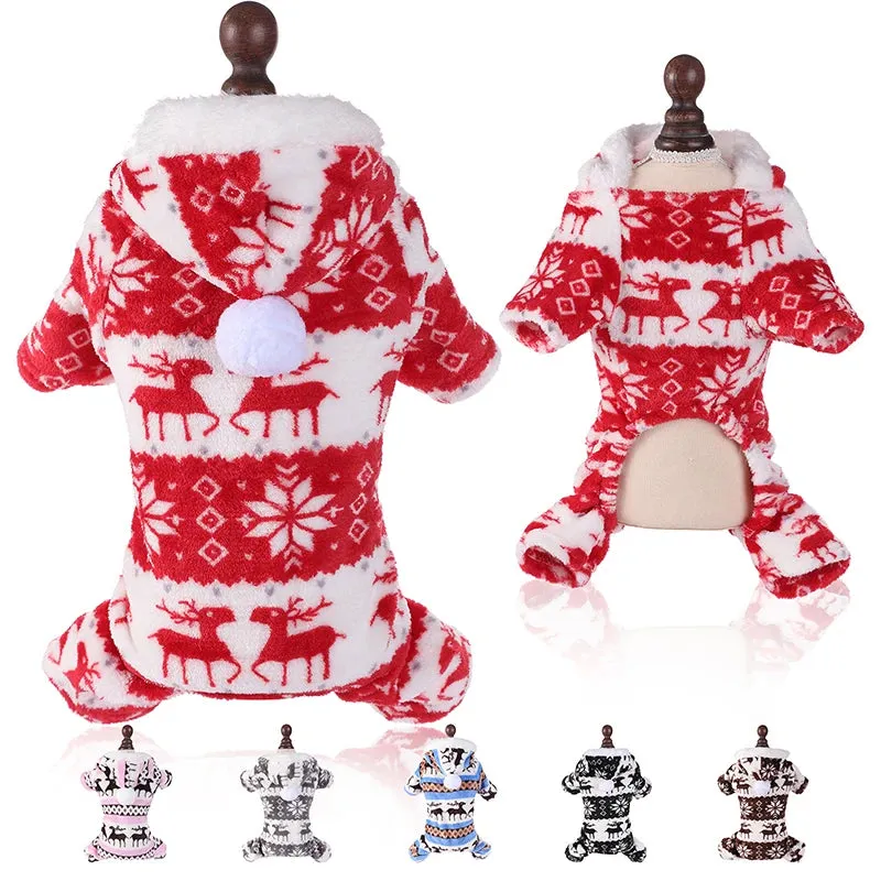 Christmas Dog Jumpsuit Pajamas for Small Dogs & Cats