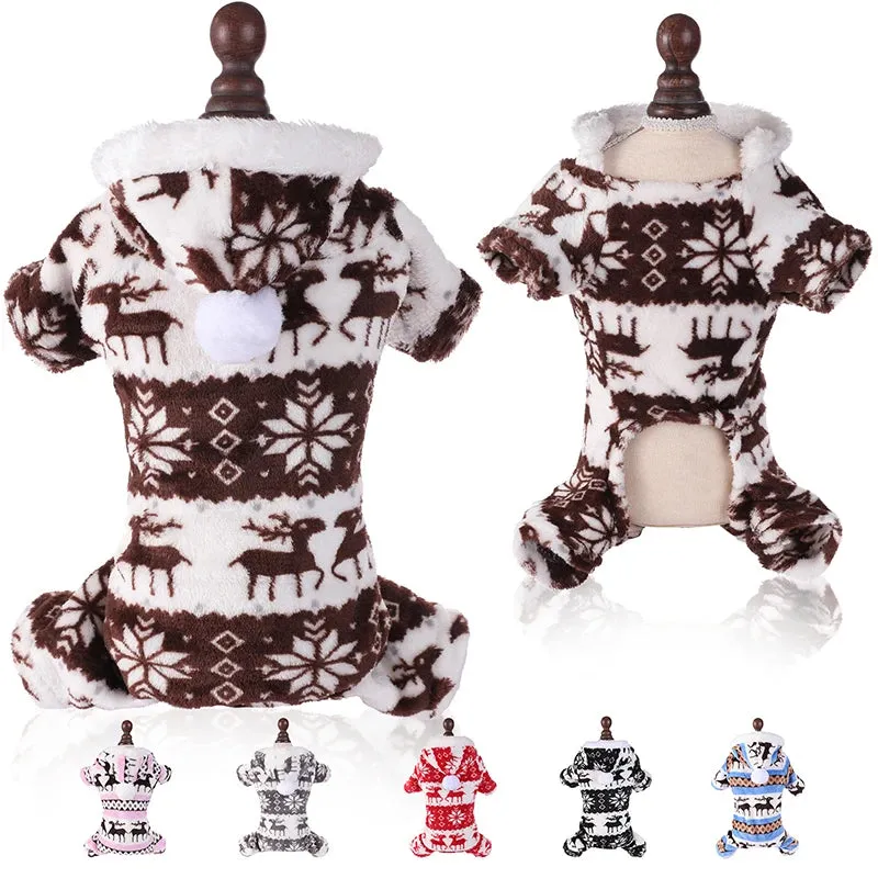 Christmas Dog Jumpsuit Pajamas for Small Dogs & Cats