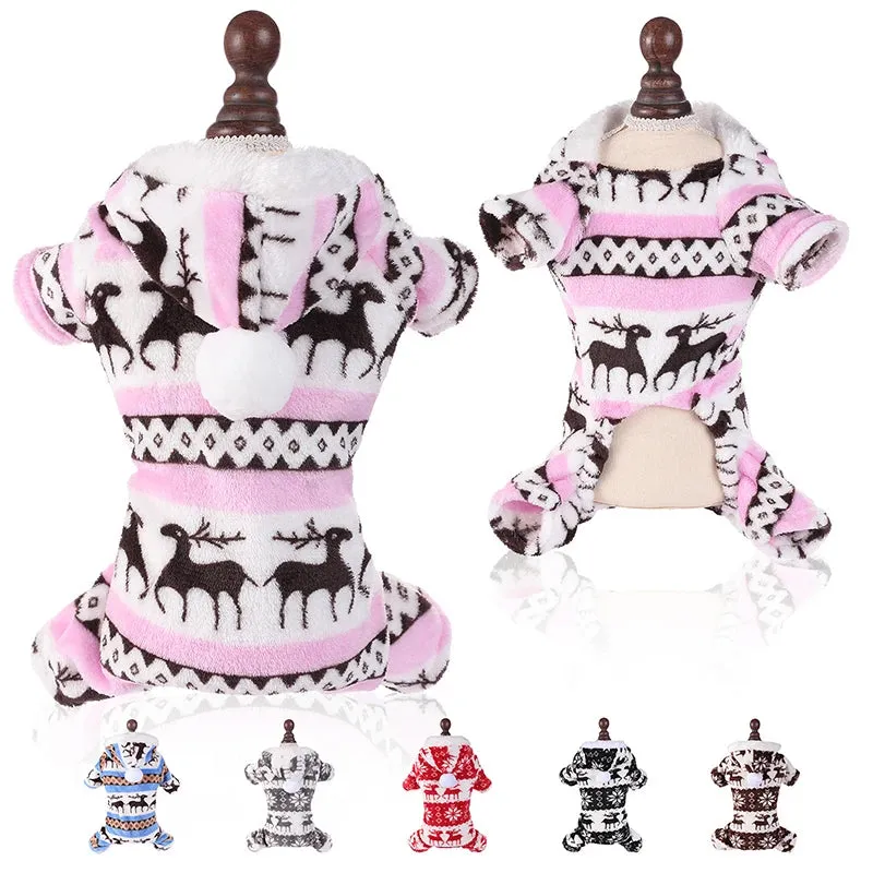Christmas Dog Jumpsuit Pajamas for Small Dogs & Cats