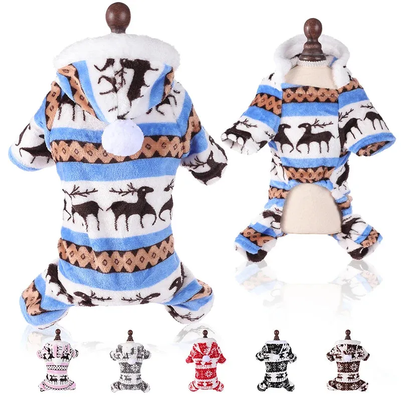 Christmas Dog Jumpsuit Pajamas for Small Dogs & Cats