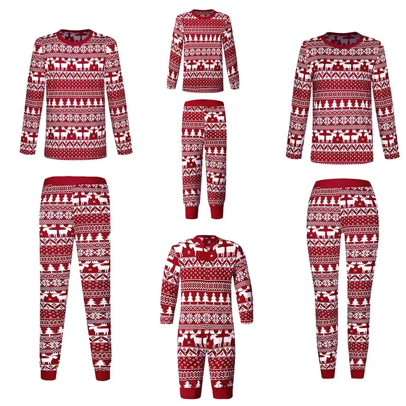 Christmas Family Matching Red Pajamas Outfits Set