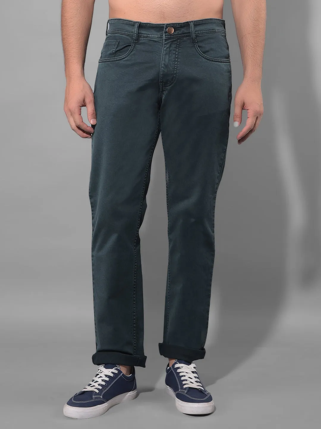 COBB Dark Green Straight Fit Premium Jeans