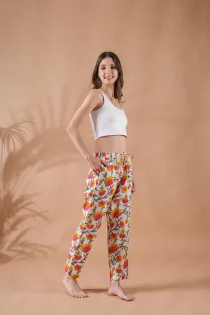 Cotton Pajama Pants Women - Floral Whispers