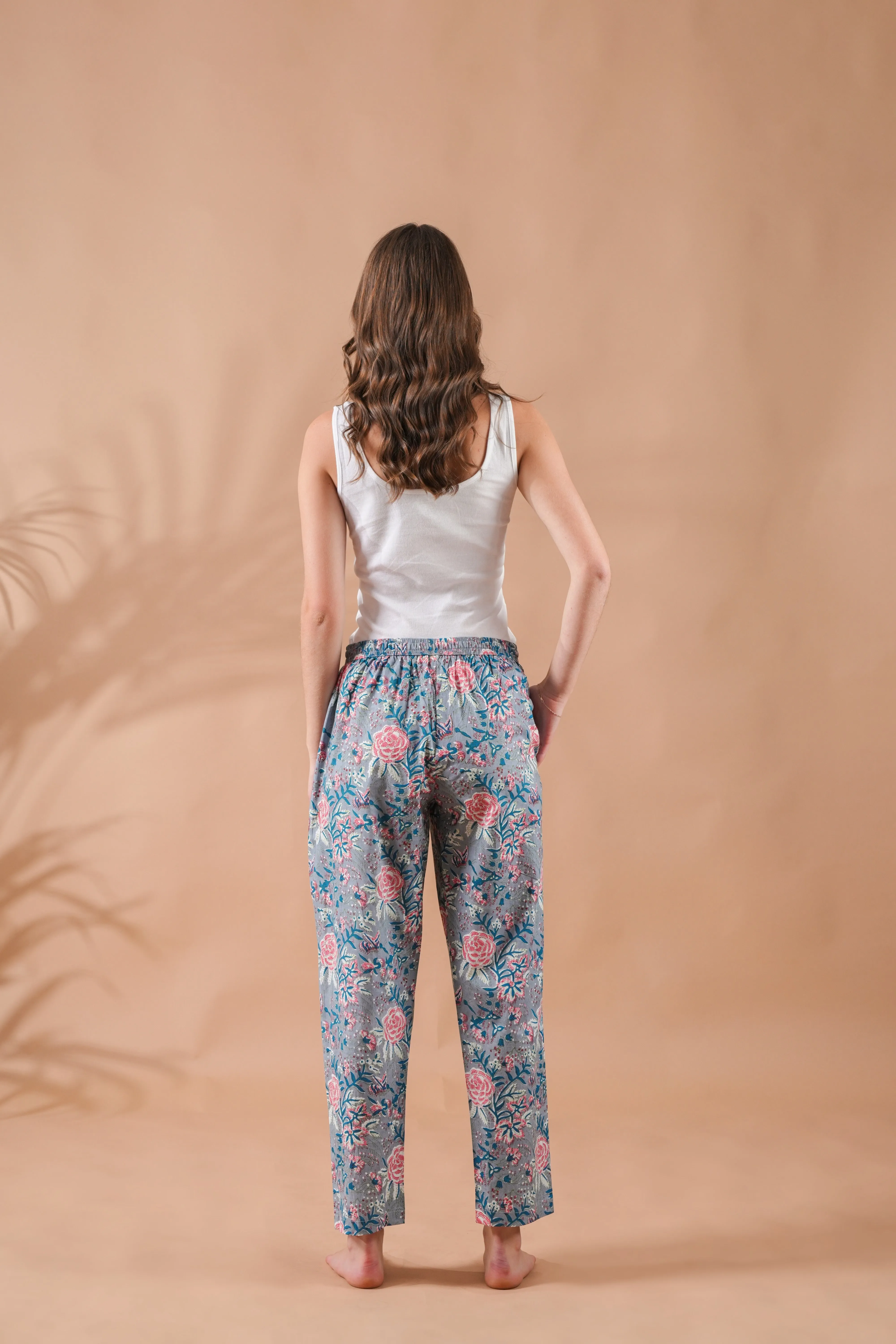 Cotton Pajama Pants Women - Slate Rose