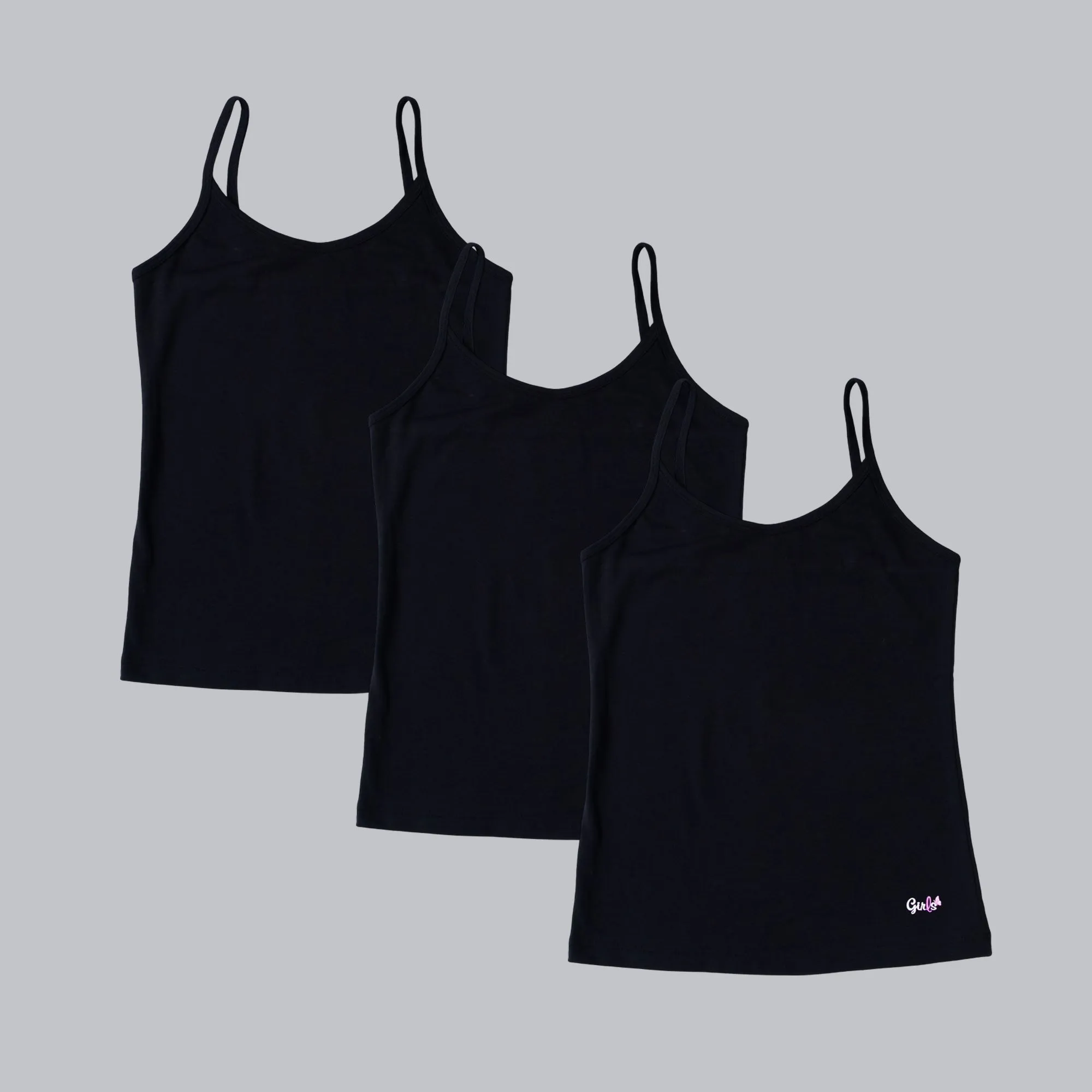Cotton Spandex Super Soft Camisole for Girls (Pack of 3)