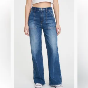DAZE Far Out Patch Pocket Wide Leg Jeans