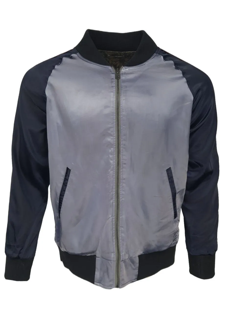 DESCENDANT OF THIEVES Men's Blue Reversible Bomber Jacket #7A095B1 Large NWT