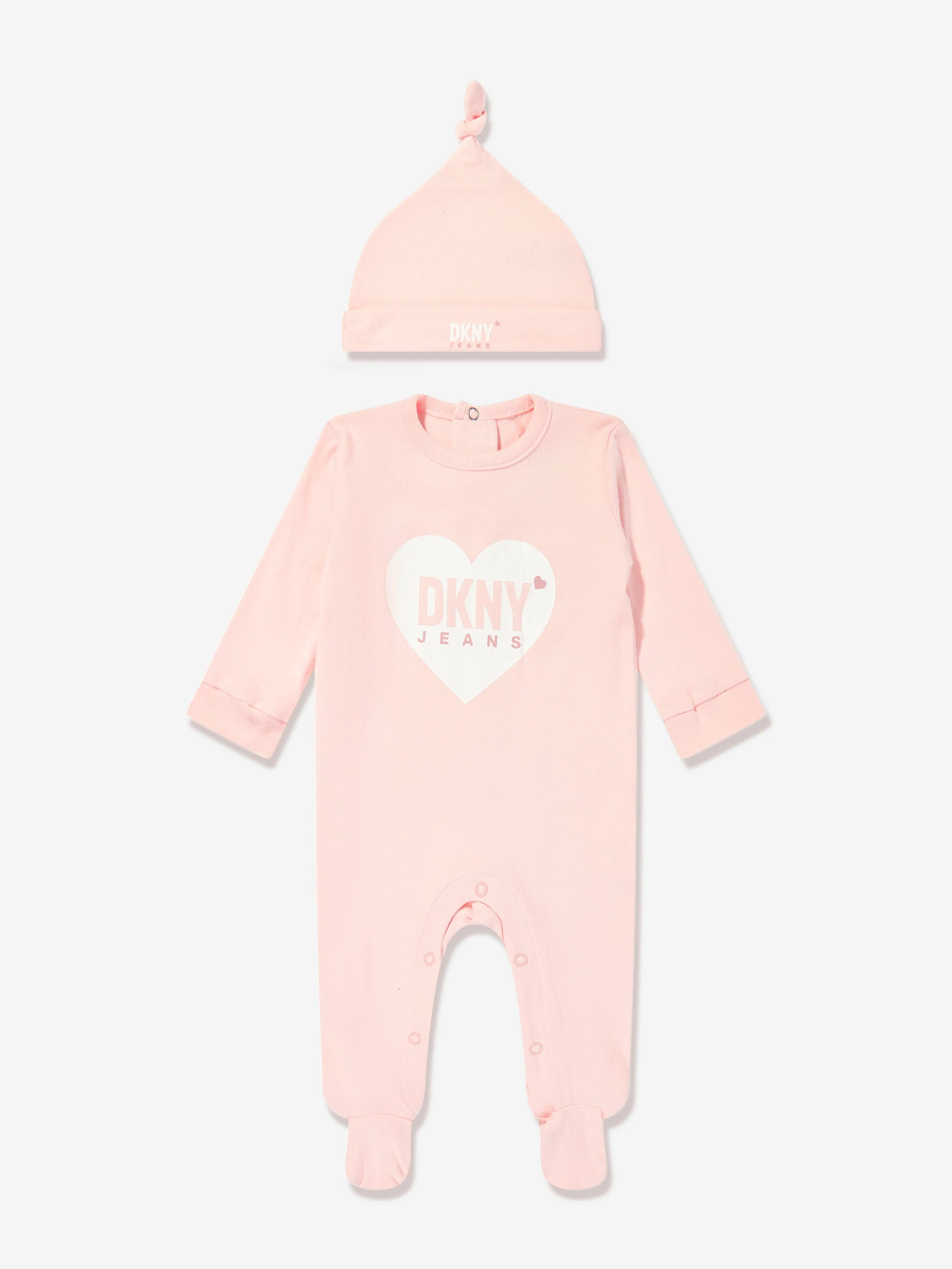 DKNY Baby Girls Heart Logo Babygrow Set in Pink