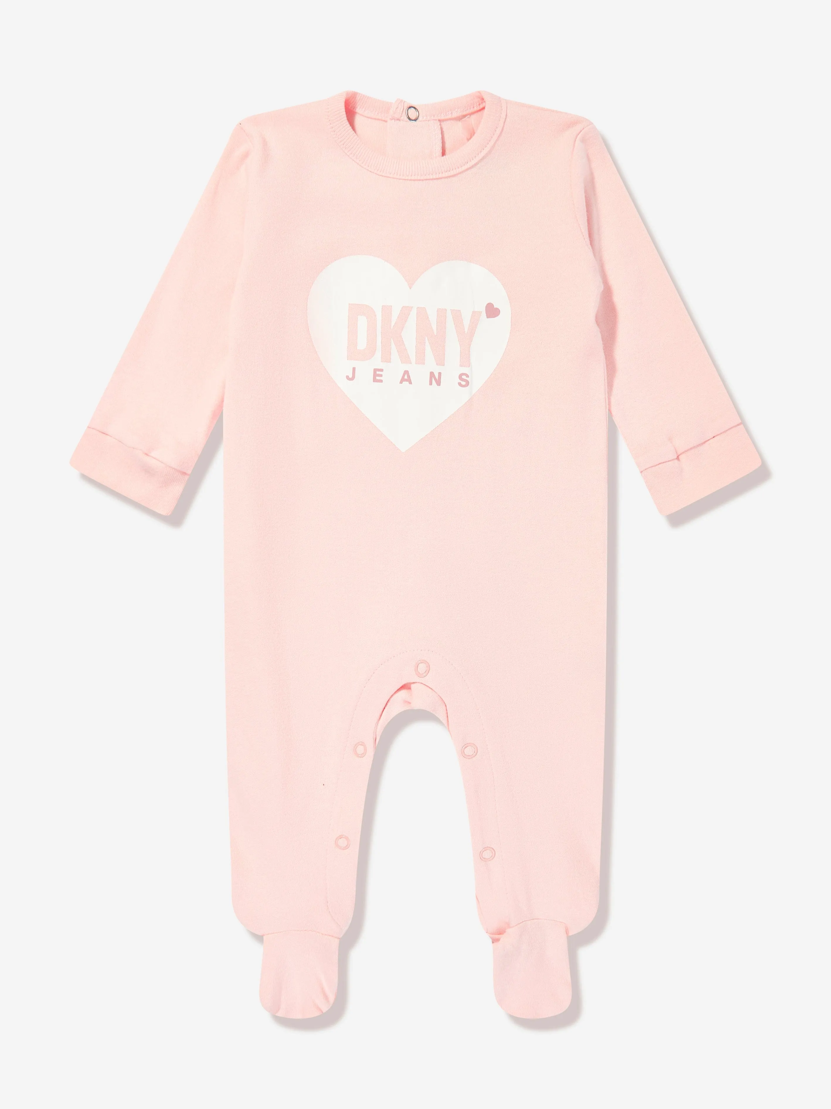 DKNY Baby Girls Heart Logo Babygrow Set in Pink