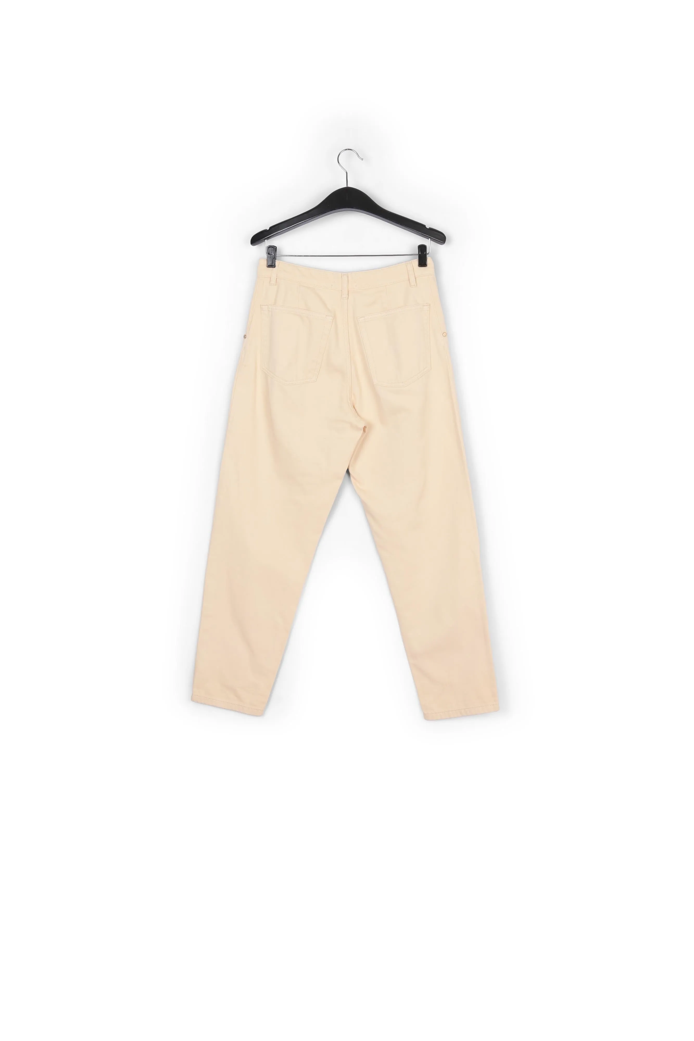 Ecru denim tapered high-rise jeans