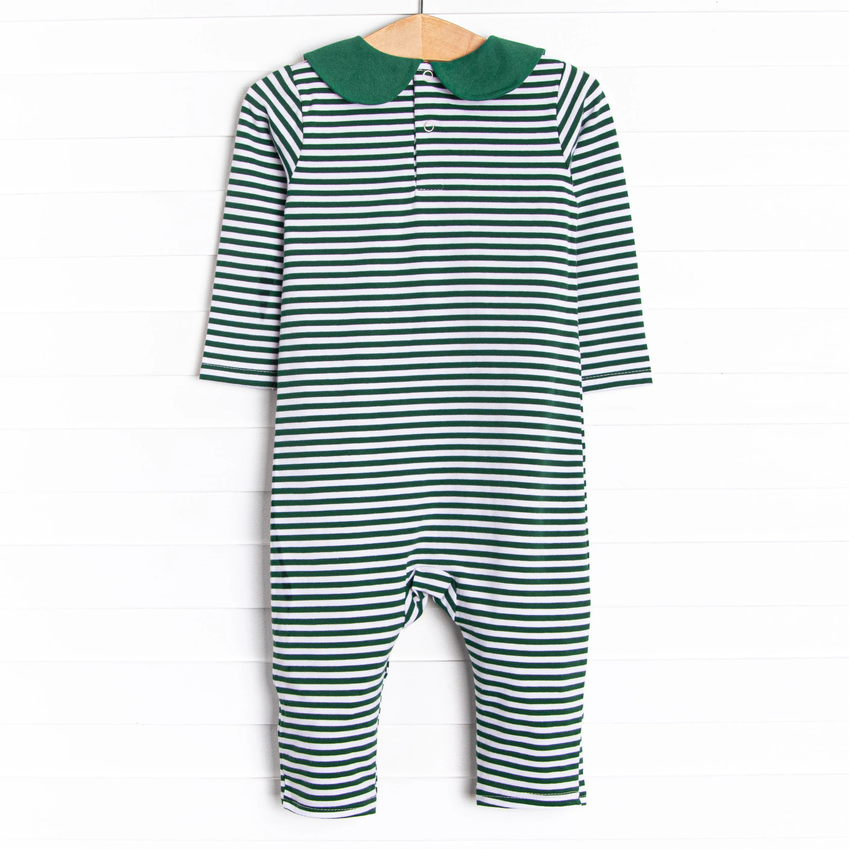 Elliot Romper, Green Stripe