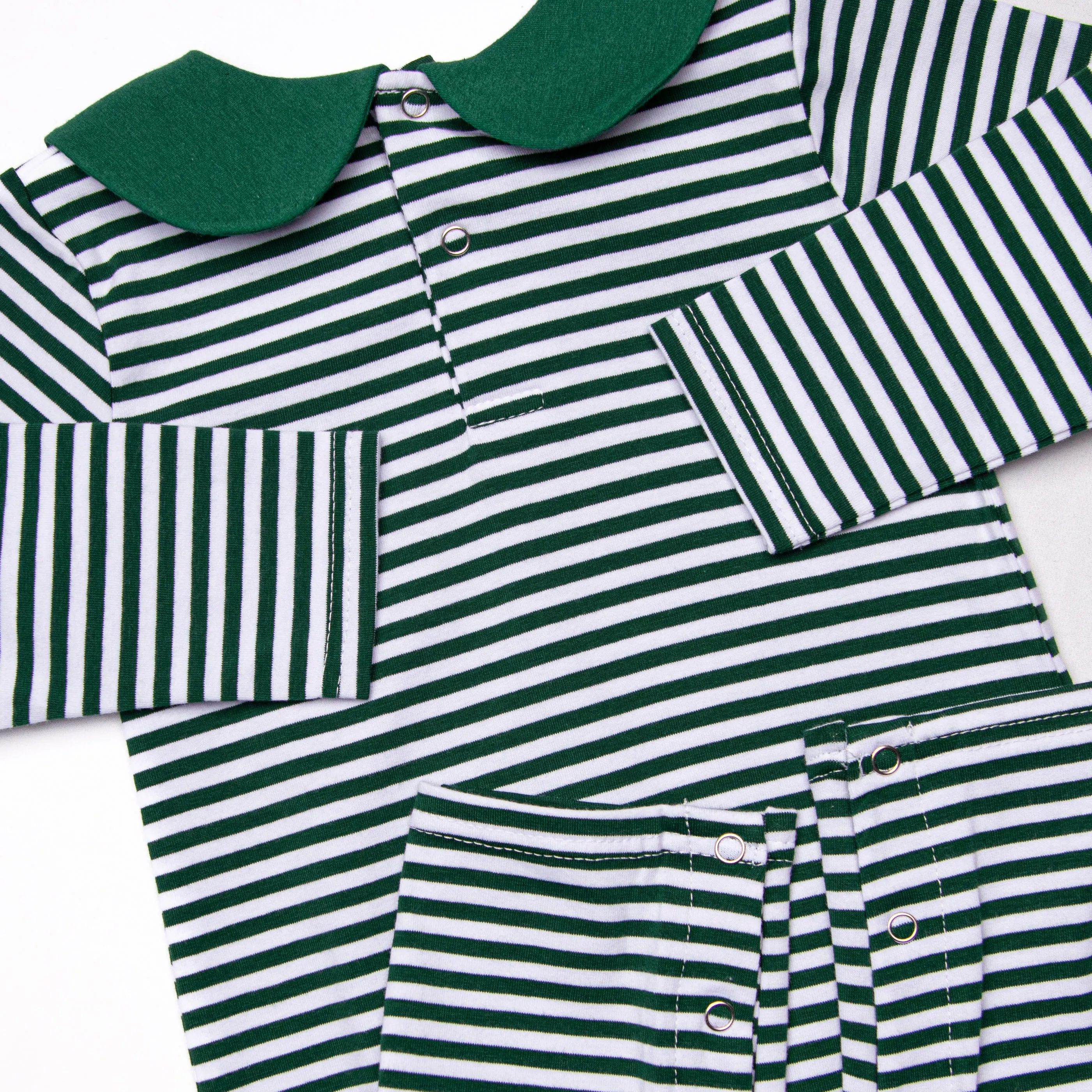 Elliot Romper, Green Stripe