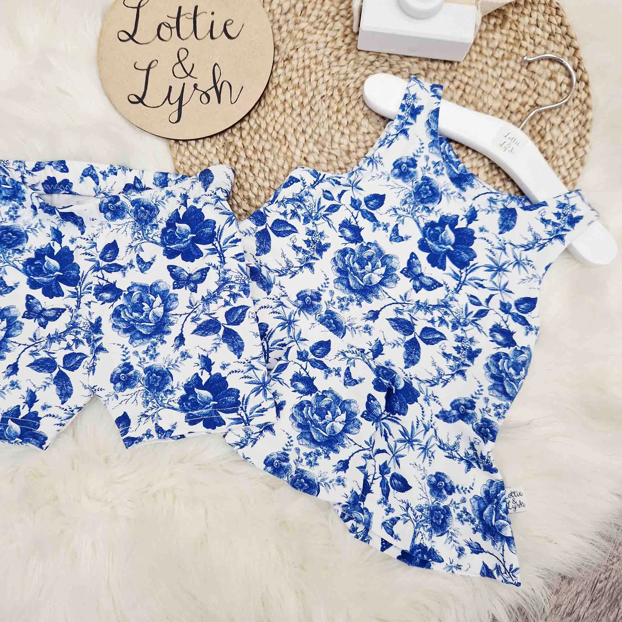 English Blue Peplum Vest & Cycling shorts Set