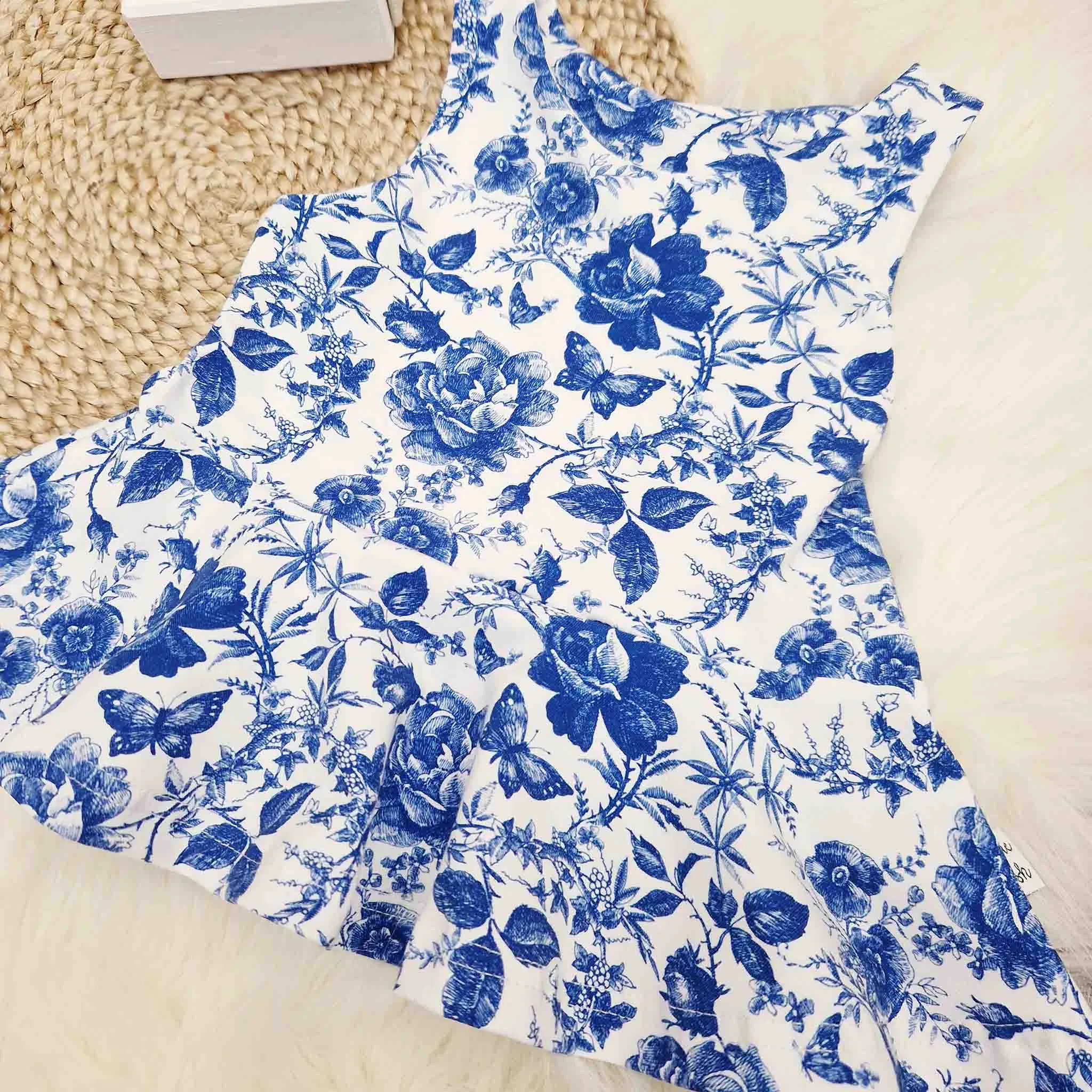English Blue Peplum Vest & Cycling shorts Set