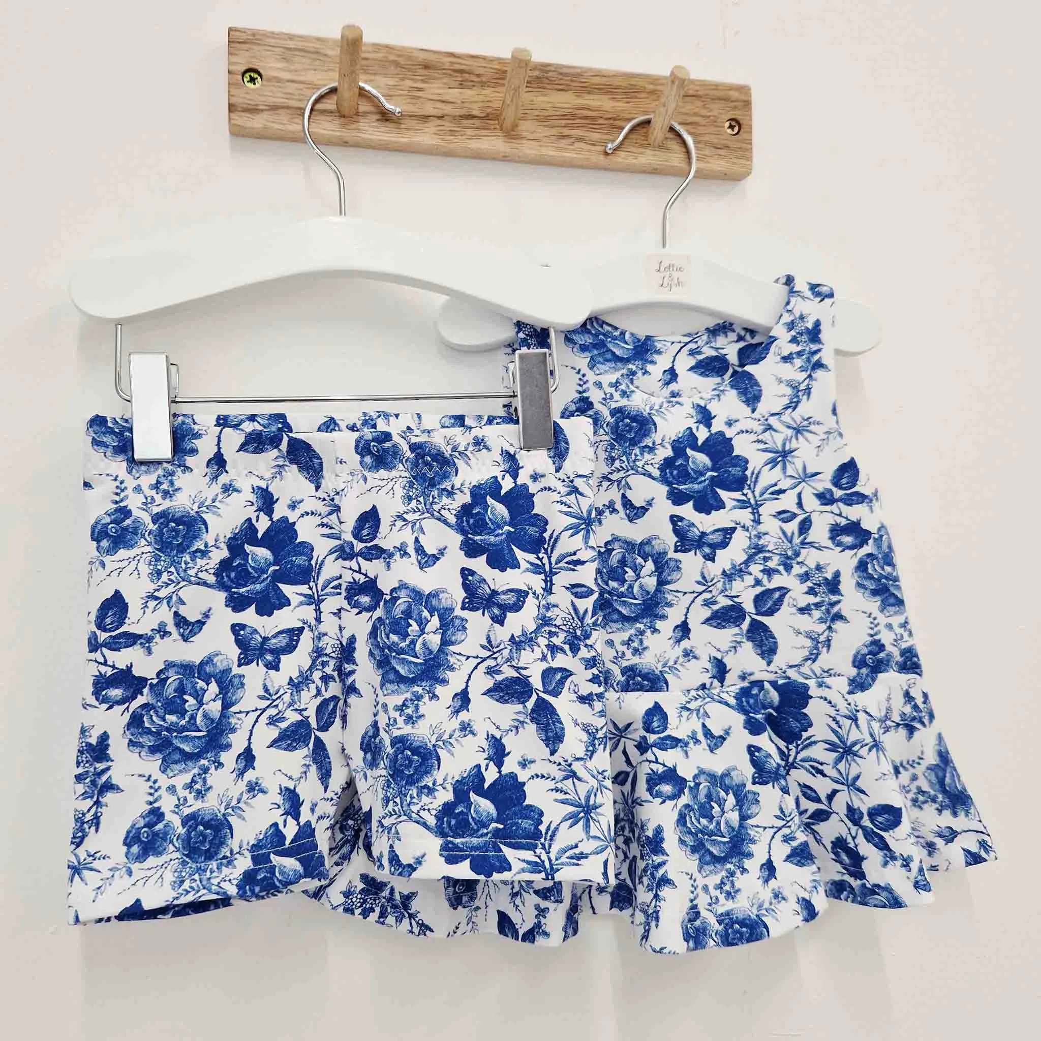 English Blue Peplum Vest & Cycling shorts Set