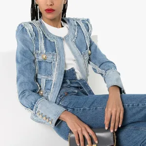 EXCELLENT QUALITY! Ladies Tassel Fringed Denim Jacket..