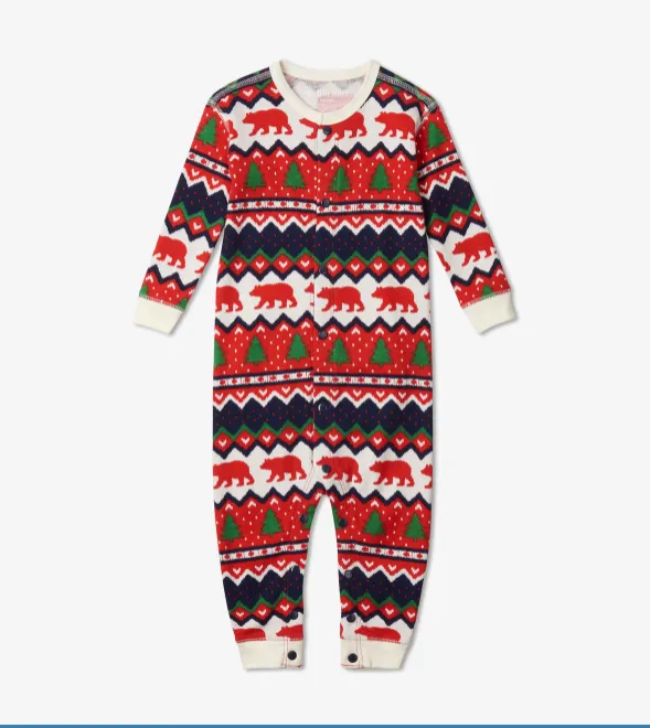 Fair Isle Bear Baby Union Suit