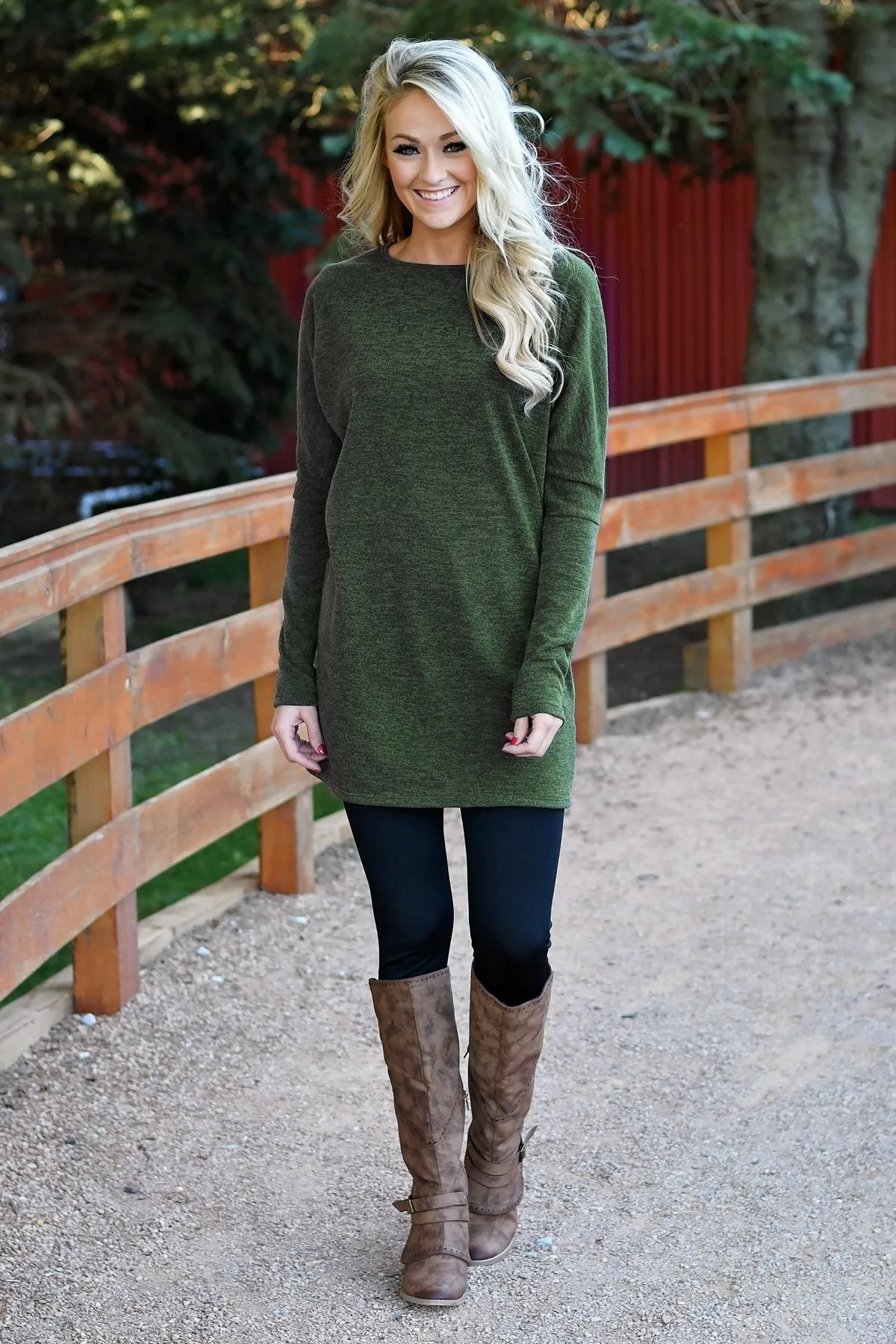 Fall Feels Deep Olive Tunic Top