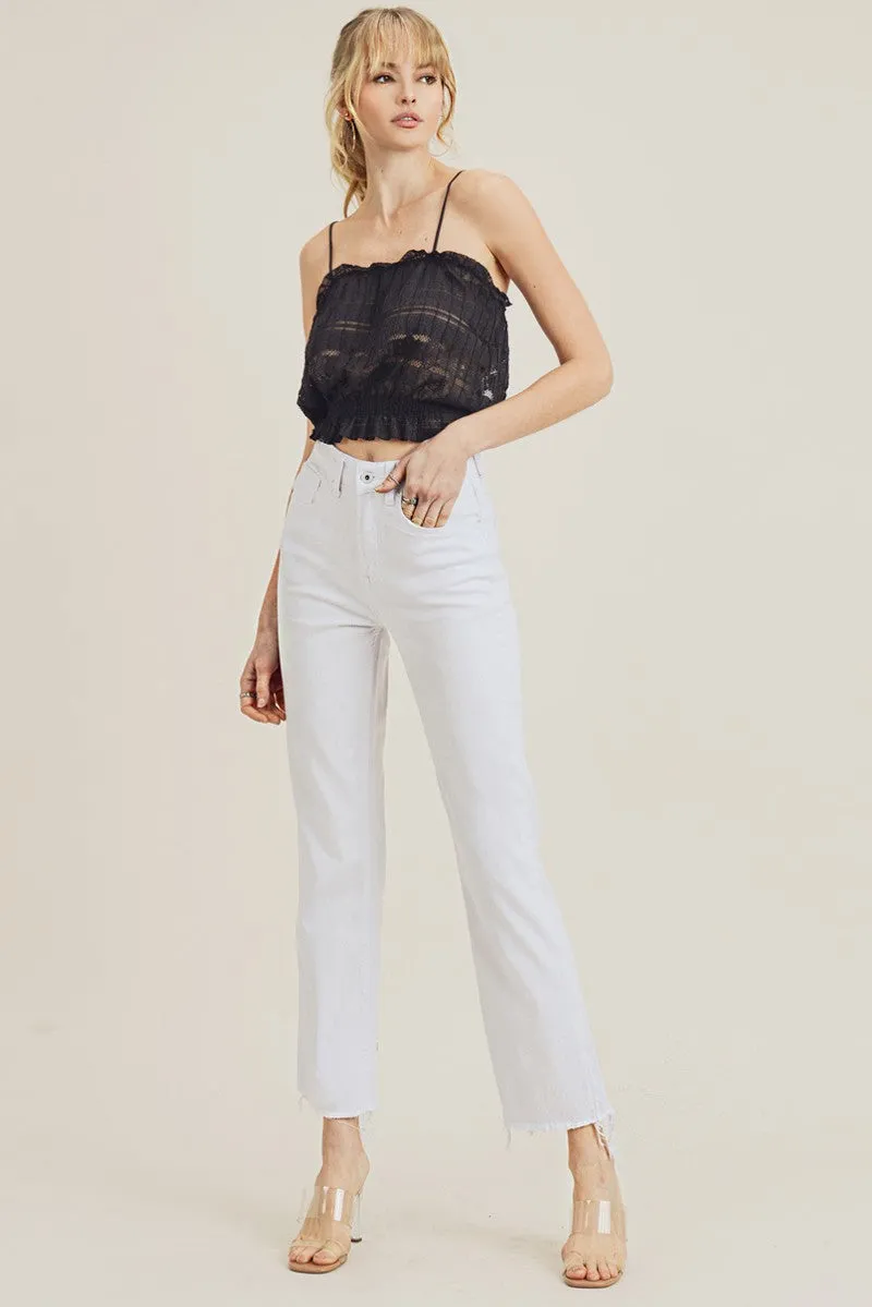 Feelin' Frayed High Rise Raw Hem White Risen Jeans