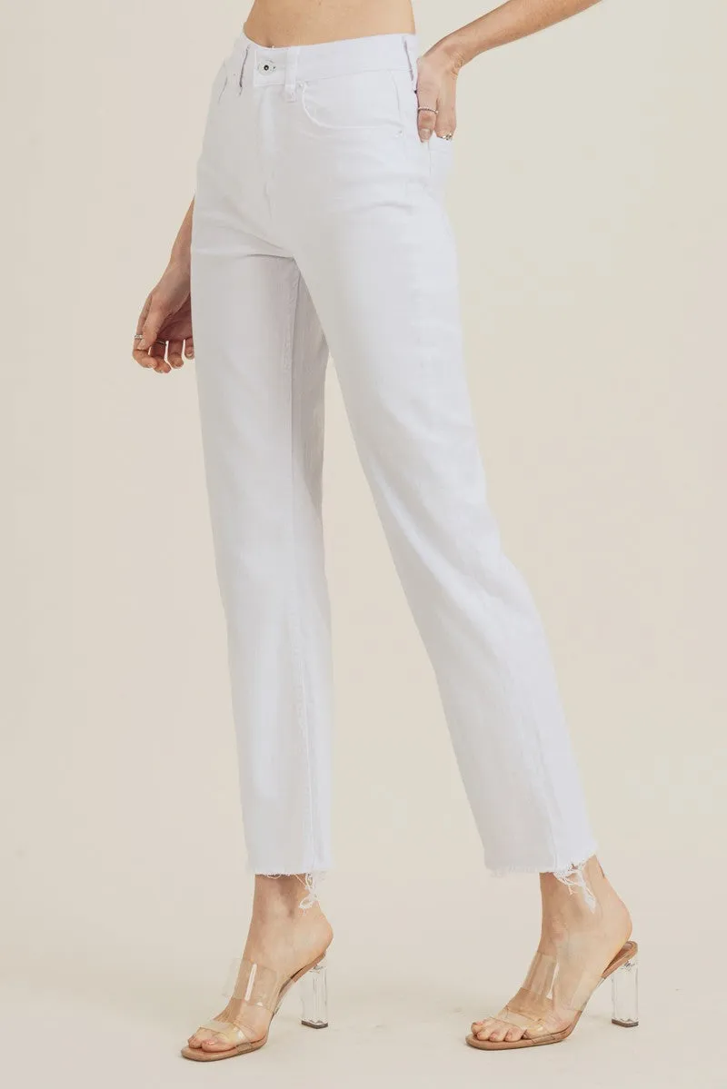 Feelin' Frayed High Rise Raw Hem White Risen Jeans
