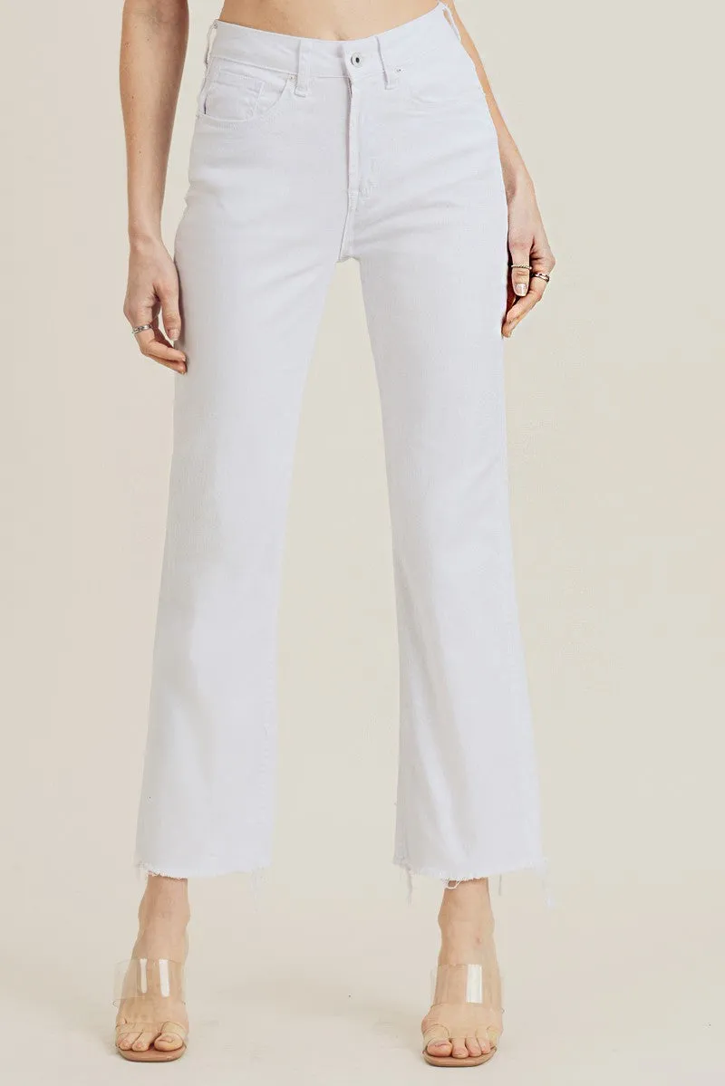 Feelin' Frayed High Rise Raw Hem White Risen Jeans