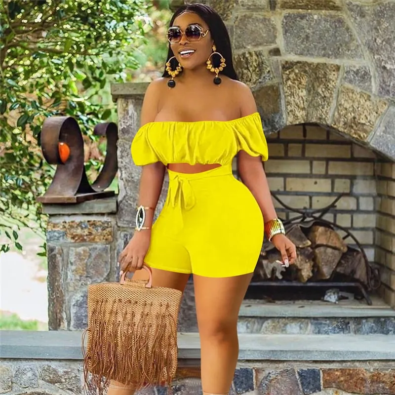 Flirty Fling Off-Shoulder Tie-Waist Romper