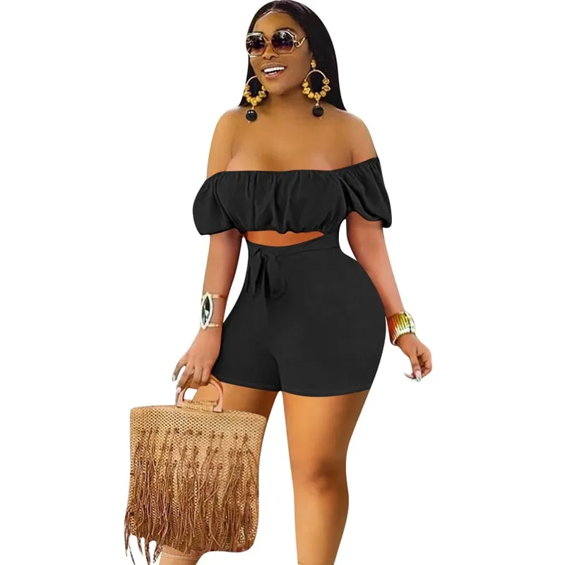 Flirty Fling Off-Shoulder Tie-Waist Romper