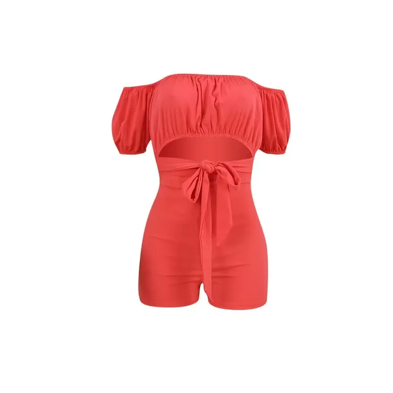Flirty Fling Off-Shoulder Tie-Waist Romper