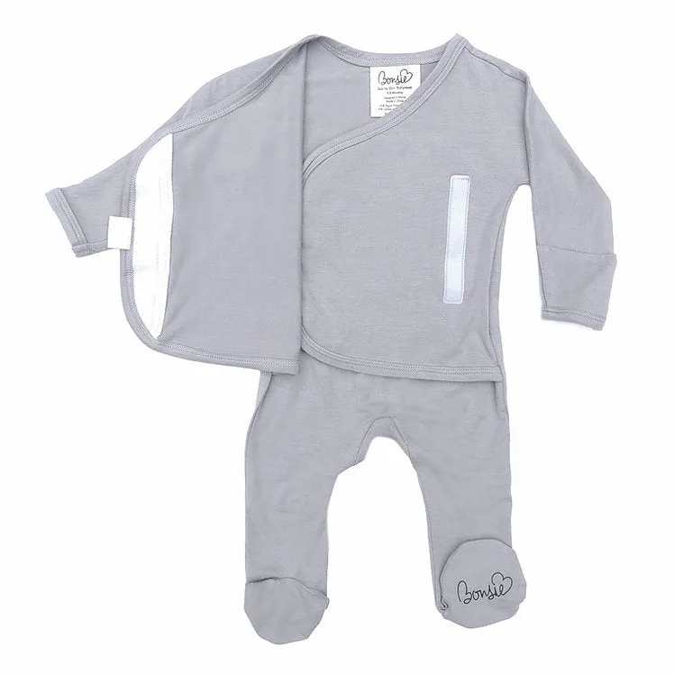 Footed Romper - Fog Grey