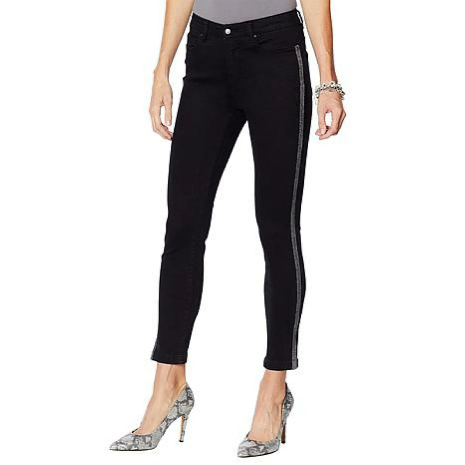 G by Giuliana Women's G-Sculpt 101 Skinny Metallic Side Stripe Jeans