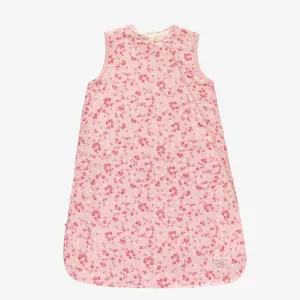 Gigoteuse rose à motifs de fleurs en doux jersey, naissance || Pink sleeping bag with flower all over print in soft jersey, newborn